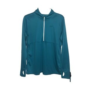 AVIA 1/4 Zip Zip Moisture Wicking thumb loops and side Ruching Women's large